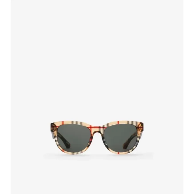 Check-Sonnenbrille mit rundem Rahmen