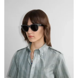 Check-Sonnenbrille mit rundem Rahmen