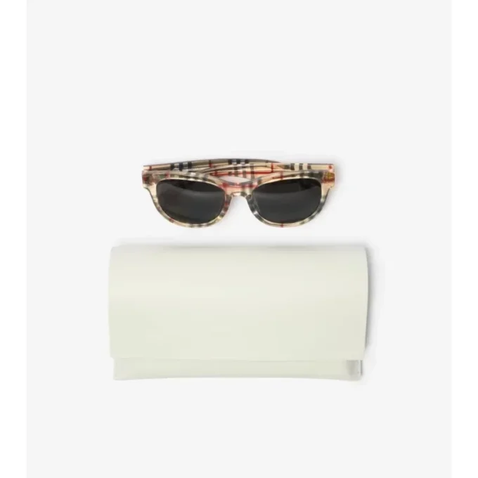 Check-Sonnenbrille mit rundem Rahmen