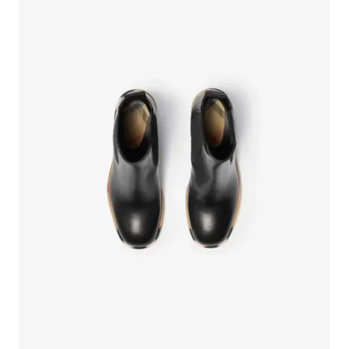Chelsea-Stiefel aus Leder mit Kiesabsatz 