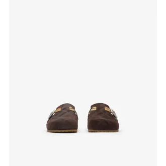 Clogs aus Wildleder mit Karomuster