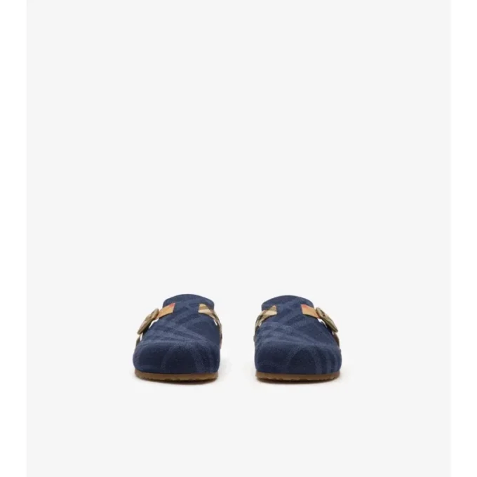 Clogs „Urchin“ aus Denim mit Karomuster