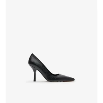 Dame High Pumps aus Leder mit Karomuster