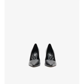 Dame High Pumps aus Leder mit Karomuster
