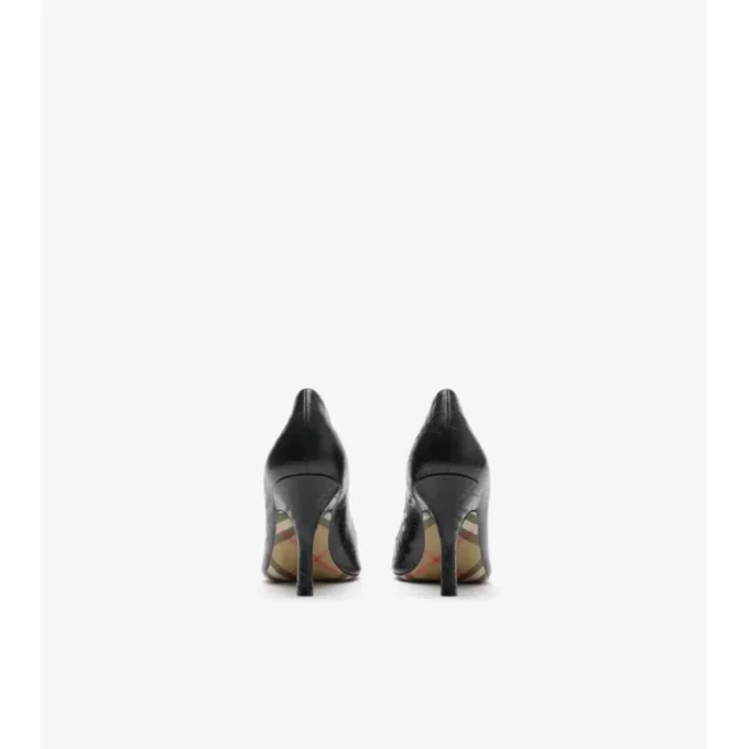 Dame High Pumps aus Leder mit Karomuster