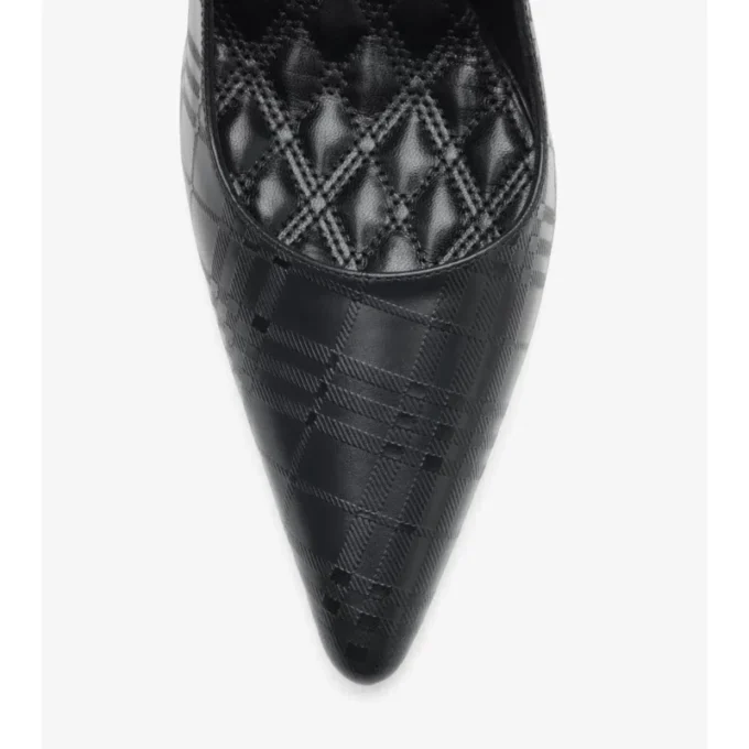 Dame High Pumps aus Leder mit Karomuster