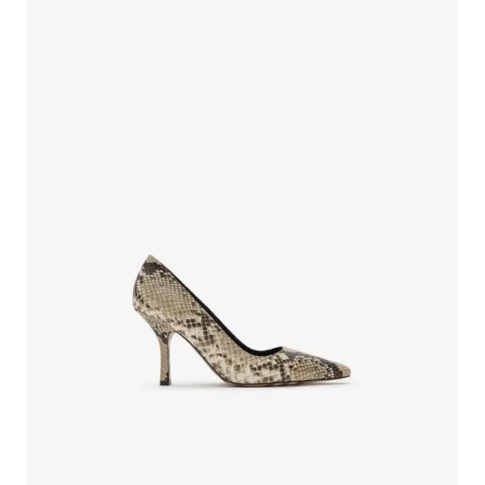 Dame High Pumps aus Leder mit Python-Print 