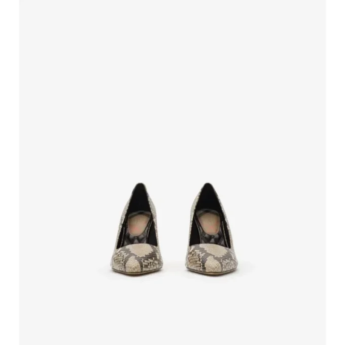 Dame High Pumps aus Leder mit Python-Print 