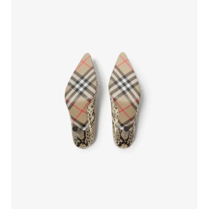 Dame High Pumps aus Leder mit Python-Print 