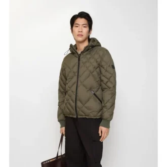 Doversgreen-Daunenjacke aus Nylon mit Karomuster