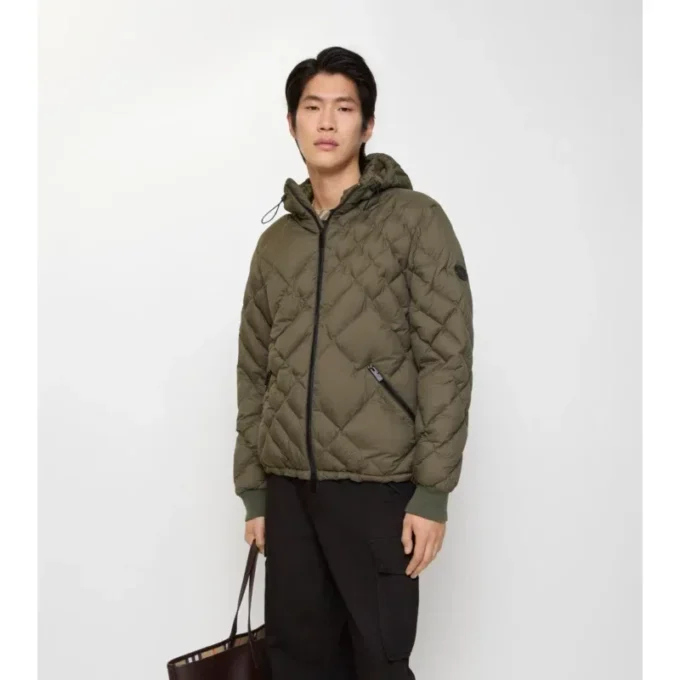 Doversgreen-Daunenjacke aus Nylon mit Karomuster