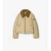 Gabardine-Jacke mit Lammfellkragen
