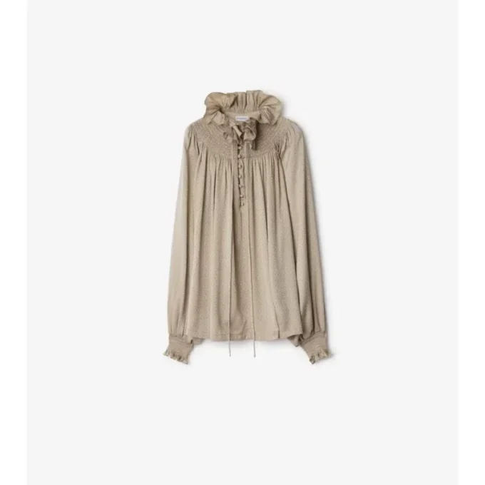 Geometrische Seidenbluse
