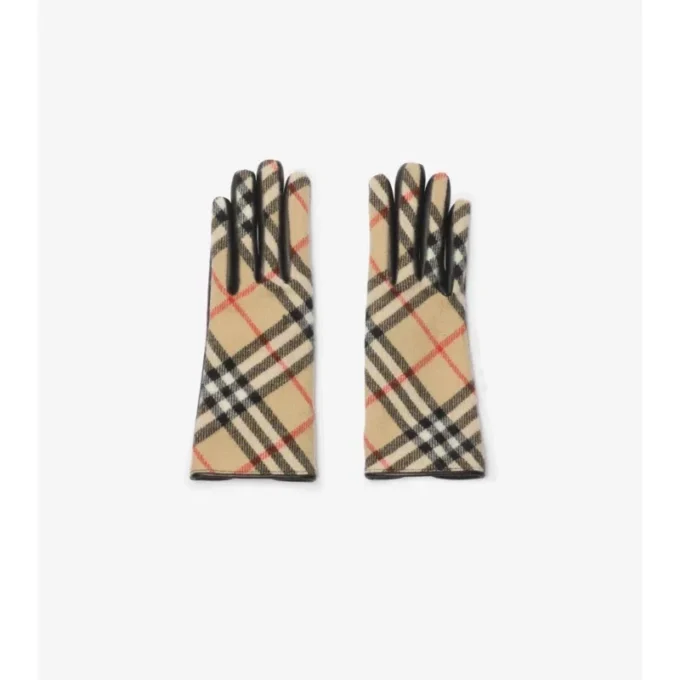 Handschuhe aus Wolle und Kaschmir mit Karomuster