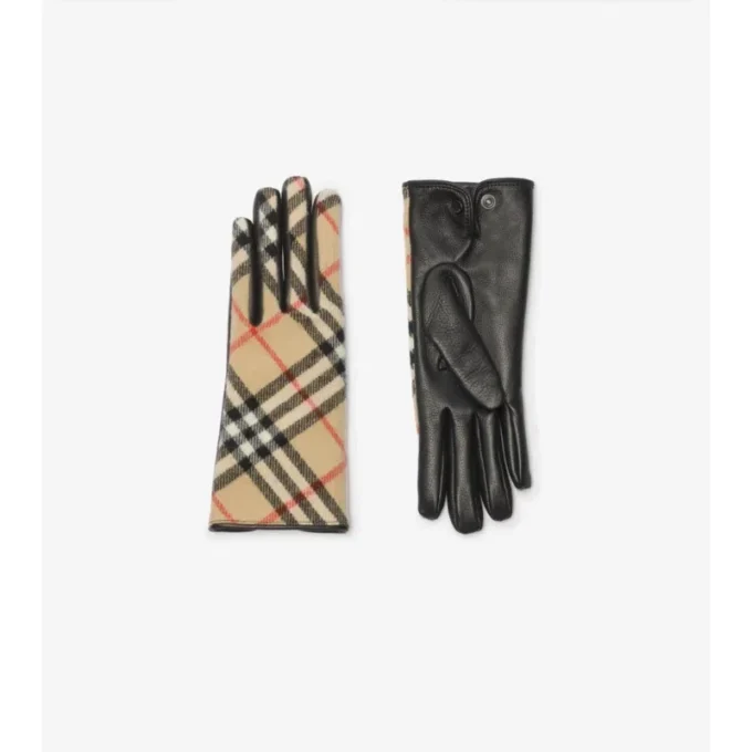 Handschuhe aus Wolle und Kaschmir mit Karomuster
