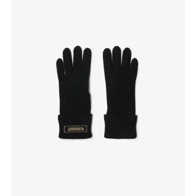 Handschuhe aus Wollmischung mit Logo-Aufnäher