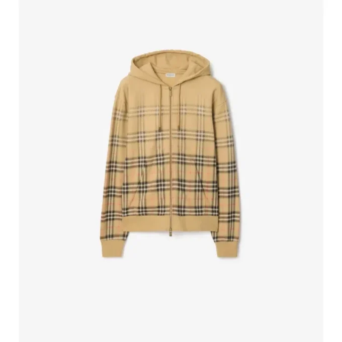 Hoodie aus Baumwolle mit Farbverlauf und Reißverschluss