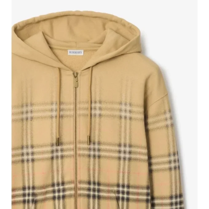 Hoodie aus Baumwolle mit Farbverlauf und Reißverschluss