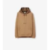 Hoodie aus Baumwollmischung mit Karobordüre