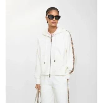 Hoodie mit Reißverschluss und Karobordüre