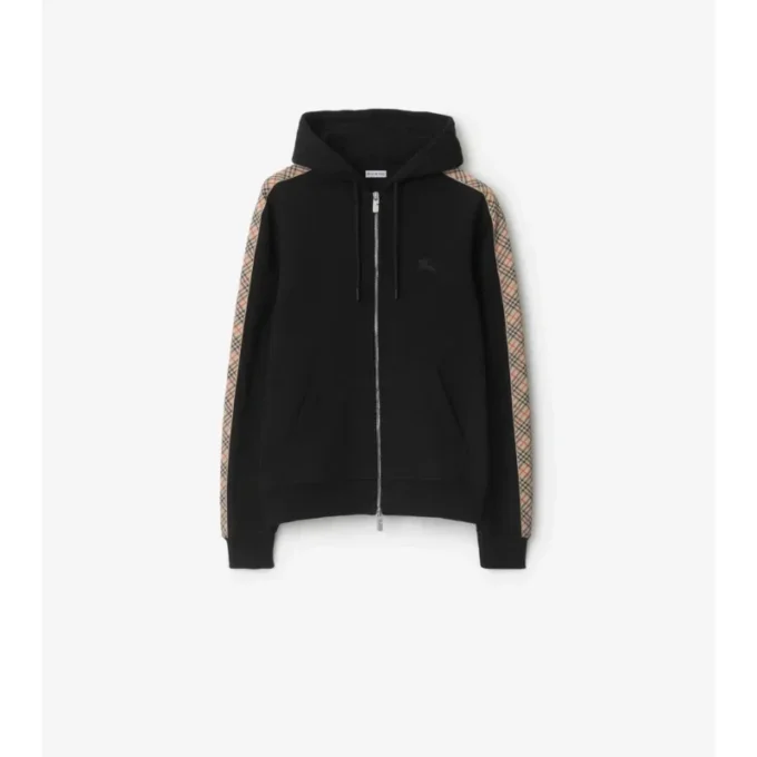 Hoodie mit Reißverschluss und Karomuster aus Baumwolle