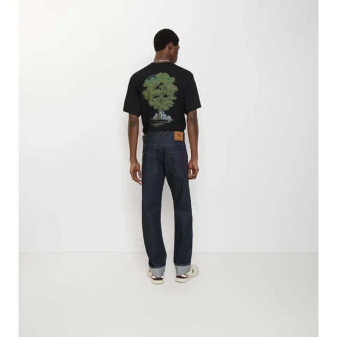 Jeans mit geradem Bein und Umschlag