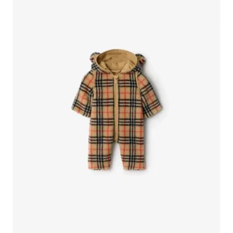 Jumpsuit mit Kapuze aus Fleece mit Karomuster