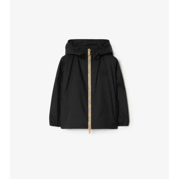 Kapuzenjacke aus Nylon mit Karomuster