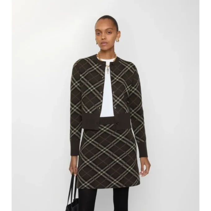 Kardigan aus Wolle und Kaschmir mit Karomuster