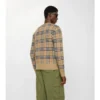 Karierte Baumwoll-Woll-Strickjacke