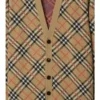 Karierte Baumwoll-Woll-Strickjacke