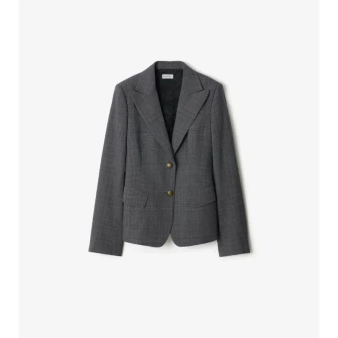 Karierte Woll-Anzugjacke
