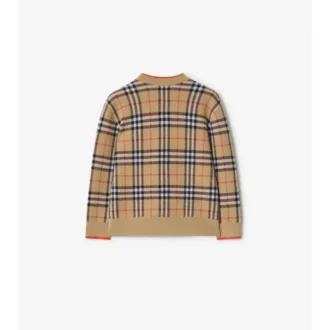 Karierte Wollstrickjacke