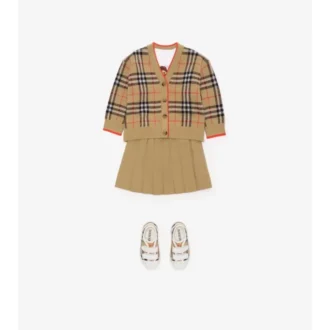 Karierte Wollstrickjacke