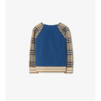 Karierte Wollstrickjacke mit Reißverschluss