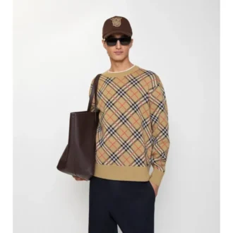 Karierter Pullover aus Baumwolle und Wolle