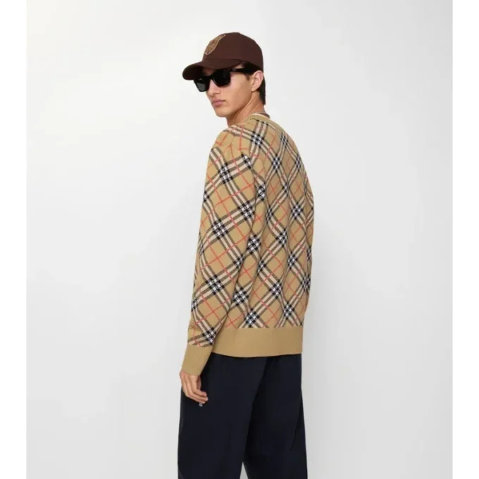 Karierter Pullover aus Baumwolle und Wolle