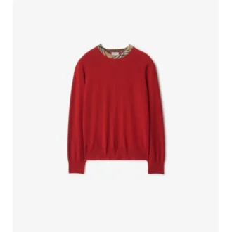 Karierter Wollpullover mit Besatz