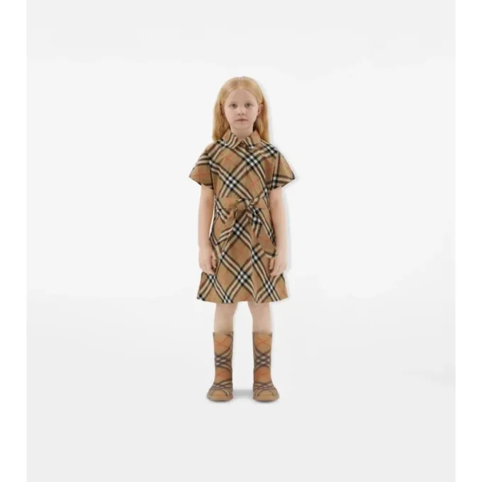 Kariertes Baumwoll-Shirt-Kleid