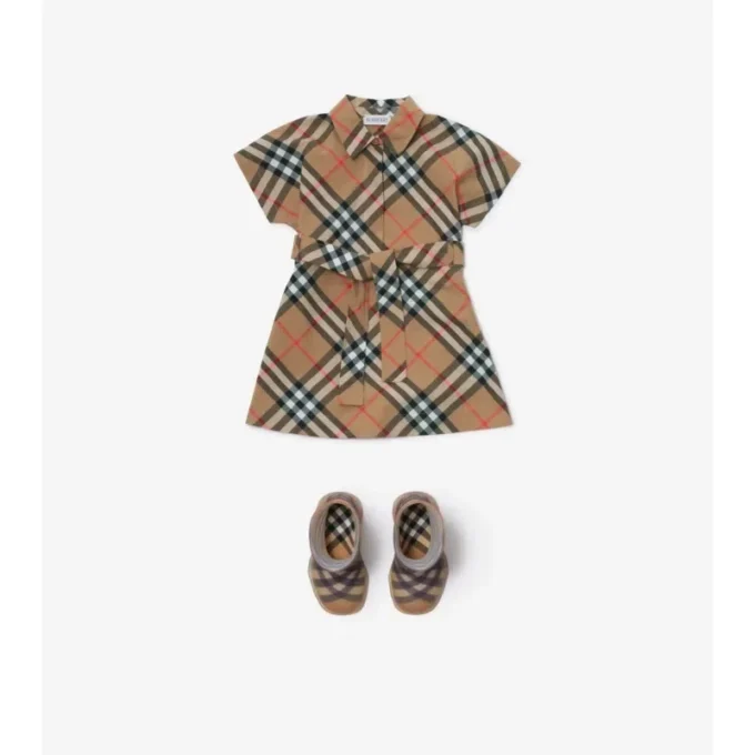 Kariertes Baumwoll-Shirt-Kleid