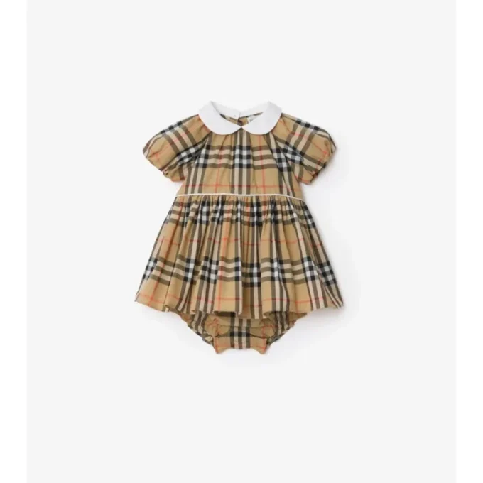 Kariertes Baumwollkleid mit Bloomers