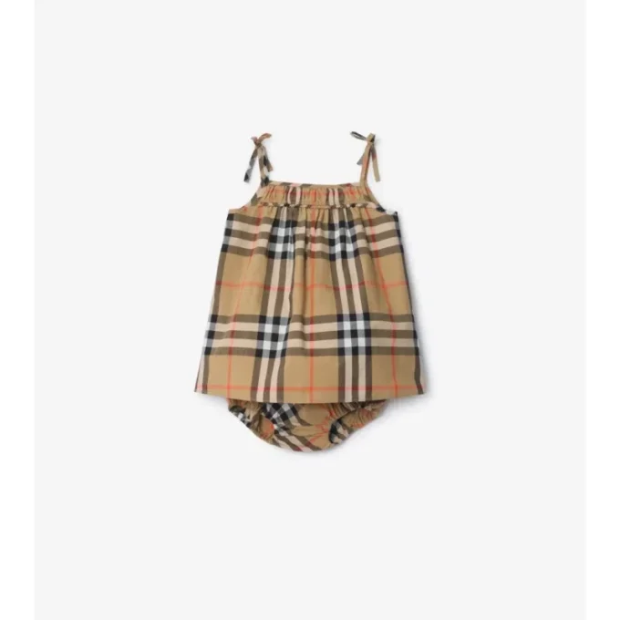 Kariertes Baumwollkleid mit Bloomers