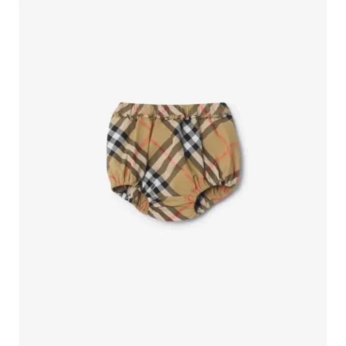 Kariertes Baumwollkleid mit Bloomers