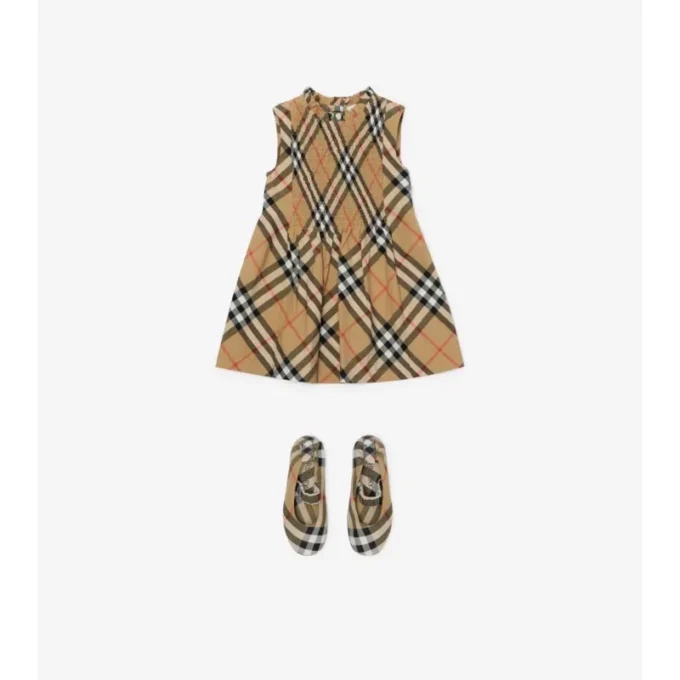 Kleid aus Baumwollpopeline mit Burberry-Karomuster