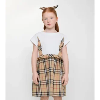 Kleid aus Stretch-Baumwolle mit Karobordüre