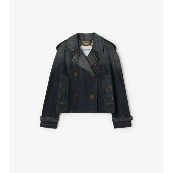 Kürzliche Denim-Mayfair-Trenchjacke
