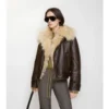 Kurze Aviator-Jacke aus Lammfell