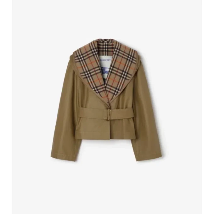Kurze Baumwolljacke mit Karomuster