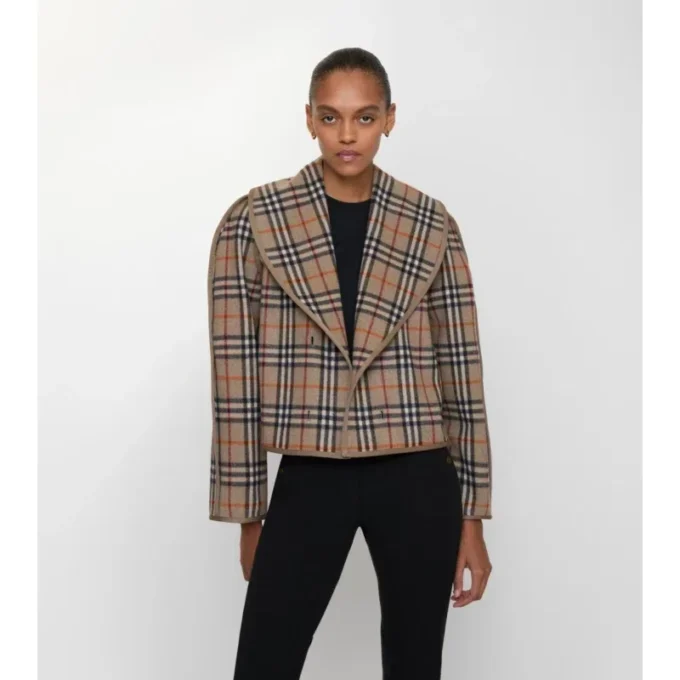 Kurze Baumwolljacke mit Karomuster