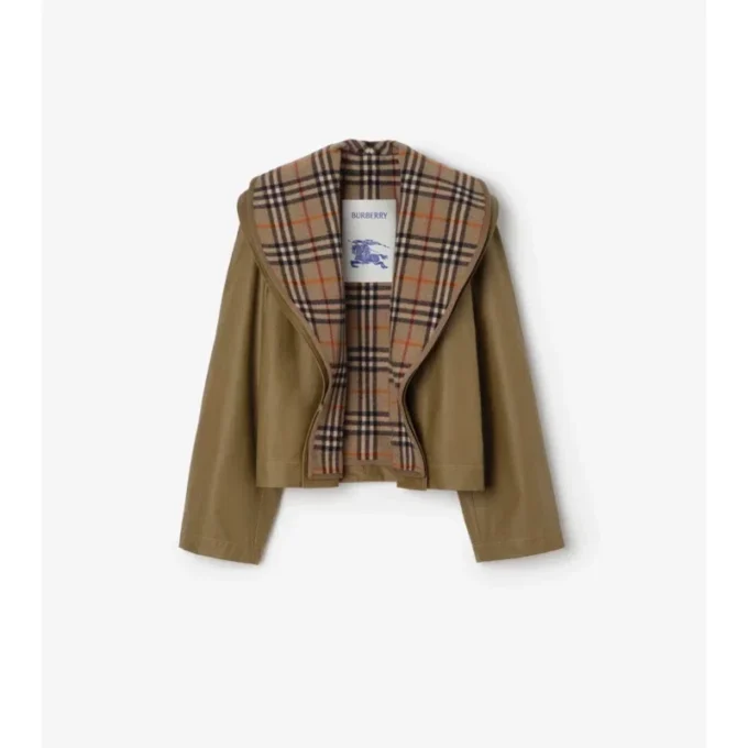 Kurze Baumwolljacke mit Karomuster
